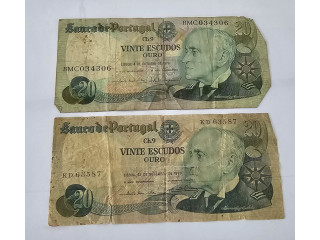 Notas 20 escudos antigas